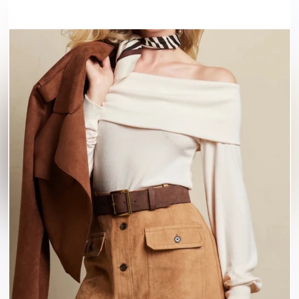 New white off the sholder sweater.
